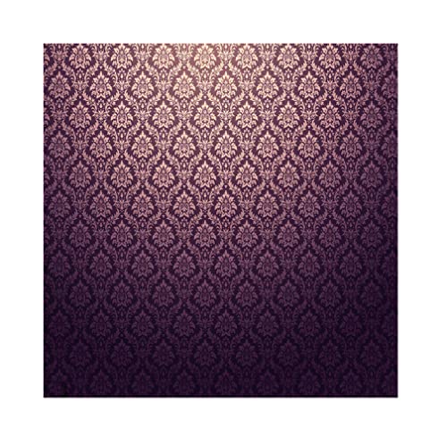 YongFoto 4x4ft Dark Purple Gold Damask Floral Texture Pattern Backdrop Vintage Classic Flower Design Interior Room Retro Wall Photography Background Baby Shower Girl Kid Adult Portrait Photo Props - size: 4x4ft