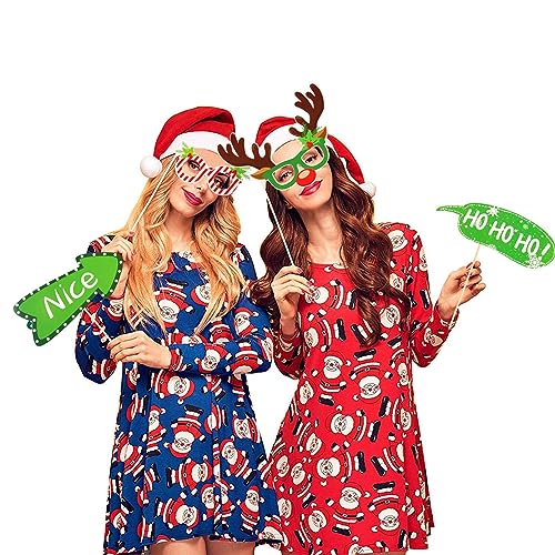 SUNBEAUTY 28 PCS Christmas Photo Booth Props Christmas Party Supplies Selfie Holiday Photo Booth Props Perfect for Family Gatherings, Parties & Holiday Events - color: Christmas