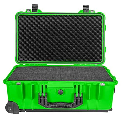 Eylar 22" Carry-On Travel Roller Gear, Camera, Drones, Tools, Equipment Hard Case Waterproof with Foam (Neon Green) - color: Neon Green
