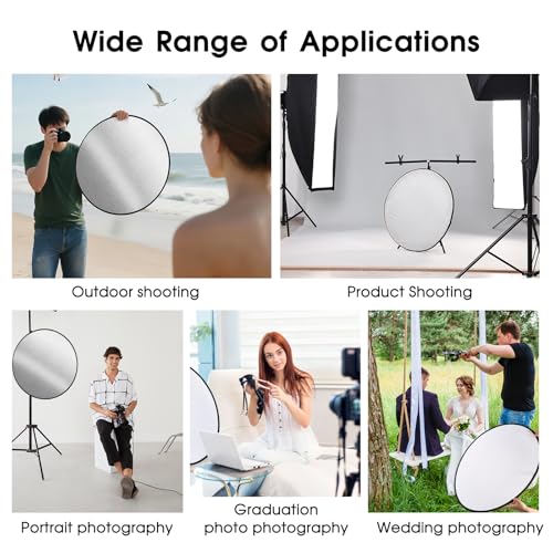 5-in-1 Light Reflector 32 Inch/80 cm Photography Diffuser Collapsible Portable with Bag，Gold Silver White Black Translucent for Studio and Outdoor Lighting (32'' (80cm)) - size: 32'' (80cm)