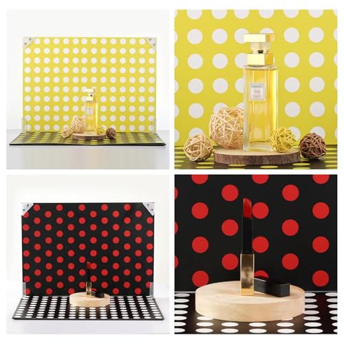 Meking 12Pcs 24Patterns Product Photography Backdrops Kit Small Photo Backdrop Colorful Polka Dot Flat Lay Background for Jewelry, Cosmetics,Crafts and Other Small Product Photography (16.5X11.8inch) - color: Polka dot style