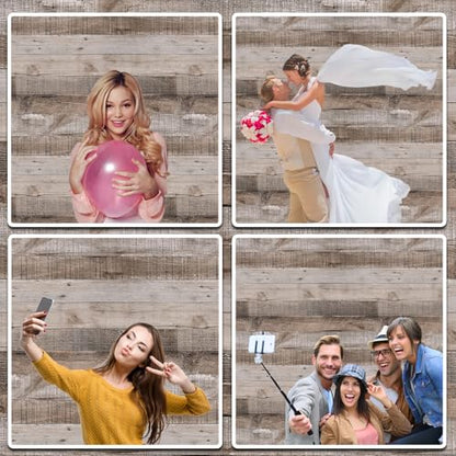 Rustic Wood Wall Backdrop 5x3FT Natural Wooden Plank Photography Background Baby Shower Birthday Bridal Shower Party Cake Table Decorations Banner Backdrops Photo Booth Prop Polyester Fabric - size: 5X3FT