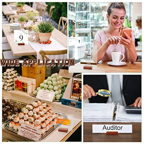 Roowest 25 Pcs Wood Place Card Holder 2 Inch Rustic Table Number Holders Stands Wooden Sign stand Photo Card Display for Wedding Party Birthday Retail Shop Office Pictures Menu Decorations
