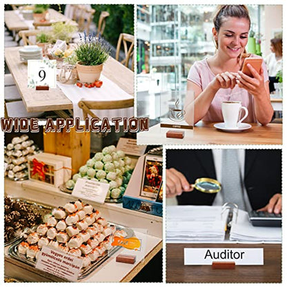 Roowest 25 Pcs Wood Place Card Holder 2 Inch Rustic Table Number Holders Stands Wooden Sign stand Photo Card Display for Wedding Party Birthday Retail Shop Office Pictures Menu Decorations