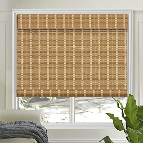 Letau No Drill No Tools Cordless Wood Window Shades Blinds, Bamboo Light Filtering Roller Shades, Color 4 - color: Color 4