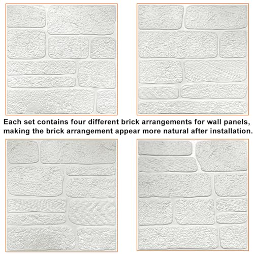 YU LI 3DH 3D Wall Panels Peel and Stick Faux Stone Wall Panel White 20-Pack Faux Brick Self-Adhesive Wallpaper 3D Foam Brick Wallpaper - color: Gray, size: 20PCS
