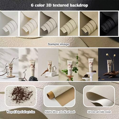 6PCS Non-Wrinkle Product Photography Backdrops, 3D Matte Texture Photo Backdrop Cloth, Flat Lay Seamless 28x21in Tabletop Backdrops for Food Jelwery Cosmetics - color: Granular texture