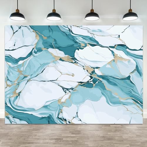 5x3ft Marble Backdrop Teal Gold Abstract Swirl Pattern Background for Photography Parties Events Home Wall Decor Studio Props - color: Color 22, size: 5x3ft