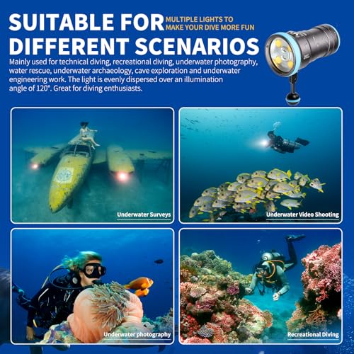 Seal CF 6000 Lumen Dive Light for Underwater Photography, 100m Underwater Video Light 96 CRI with 120 Degree Wide Beam Angle Scuba Flashlight for Professional Dive Photography Fill Light - size: Seal CF