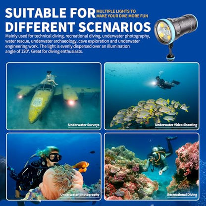 Seal CF 6000 Lumen Dive Light for Underwater Photography, 100m Underwater Video Light 96 CRI with 120 Degree Wide Beam Angle Scuba Flashlight for Professional Dive Photography Fill Light - size: Seal CF