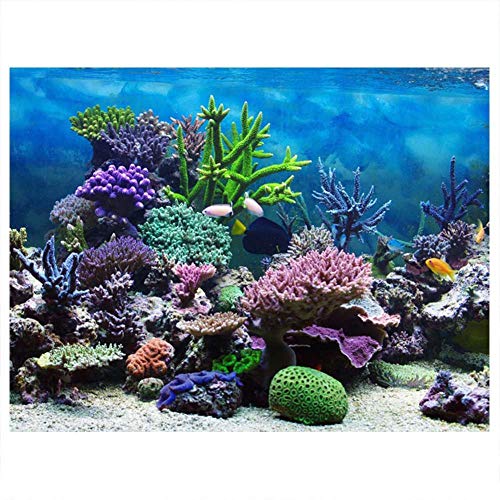 Aquarium Background 48x24 Inches Static Cling, Underwater Fish Tank Poster, Sea Decor Decorative Wallpaper for Fish Tank Aquarium - color: 61*41cm