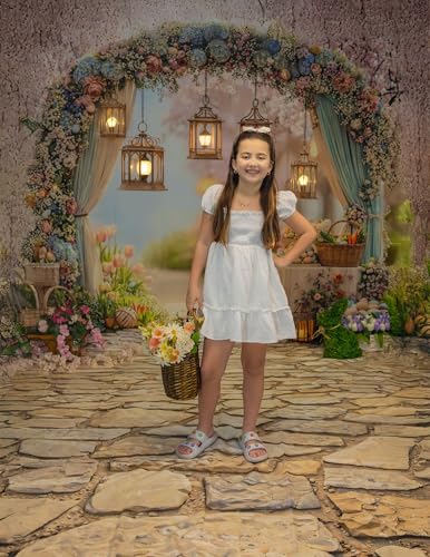 Kate Easter Photography Backdrops Arch Spring Flowers Colorful Eggs Party Banner Photo Props, 10x6.5ft - size: 10x6.5ft