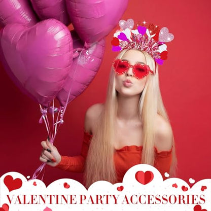 Janinka Valentines Day Heart Headband Sunglasses Set Valentines Photo Prop Galentines Party Favor Accessories for Women - style: Multicolor Heart