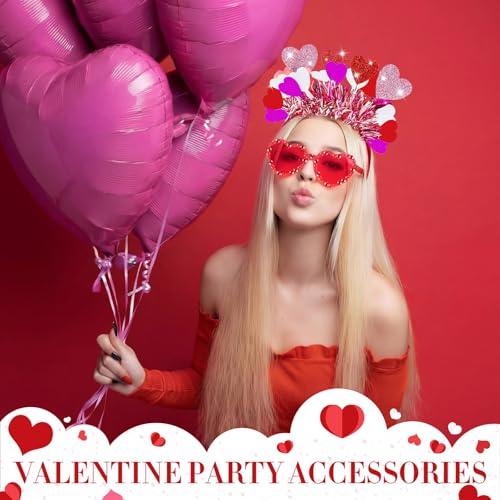 Janinka Valentines Day Heart Headband Sunglasses Set Valentines Photo Prop Galentines Party Favor Accessories for Women - style: Multicolor Heart