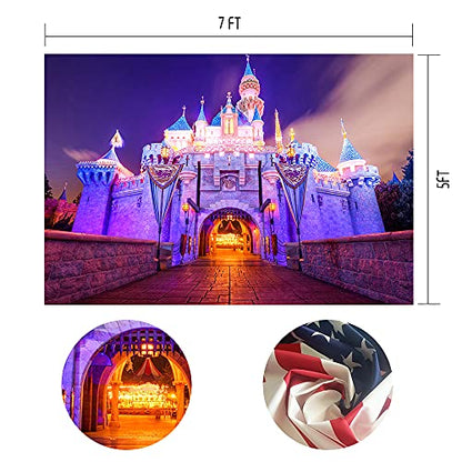 7x5Ft Fantasy Castle Night Scene Backdrop for Children Birthday Party Photo Video Studio Props BJLSME15 - size: 7x5ft