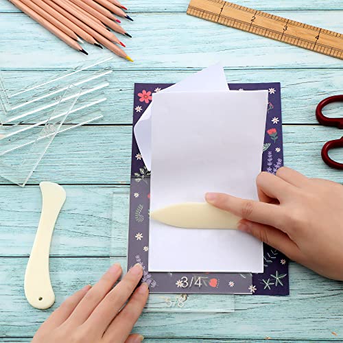 10 Pieces Creative Positioning Pieces Card Corners Helpers with Bone Folder Tool Stamping Corners Paper Craft Supplies Scrapbooking Tools for Paper Craft Card Making and Scrapbooking (Transparent)