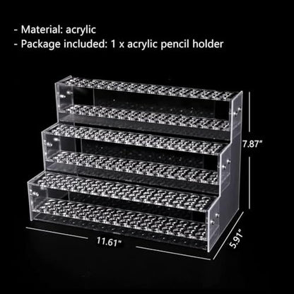 WAYUTO 144 Holes Acrylic Pencil Holder Pen Storage Rack Marker Display Stand Makeup Brush Organizer Stationery Supplies Holder for Desktop 3-Tier
