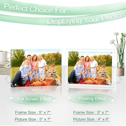 1 Pack(11×14) Acrylic Picture Frames Clear Magnetic Photo Frames Freestanding Lucite Acrylic Block Frame Frameless Desktop Display for Home Office - size: 11"x14"-1Pack