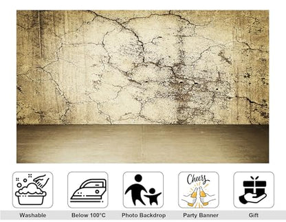 8x6ft Cracked Concrete Wall Backdrop with Aged Texture and Neutral Tones Photography Background for Industrial Themed Party Home Wall Tapestry Decorations Banner Photo Booth Props - size: 8x6ft