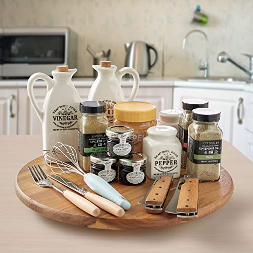 Acacia Wood Lazy Susan, Wood Turntable Tray Cabinet Organizer,14" - size: 14"-wood