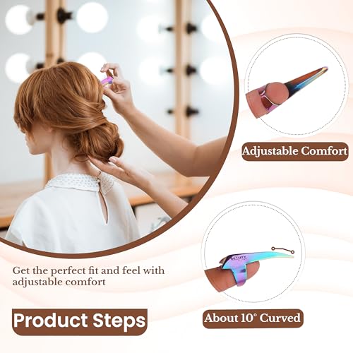 Pro Hair Parting & Sectioning Rings-Stainless Steel Finger Braiding Pick Tool for Precise Hair Styling and Extension Installations (1 PC Rainbow) - color: 1 PC Rainbow