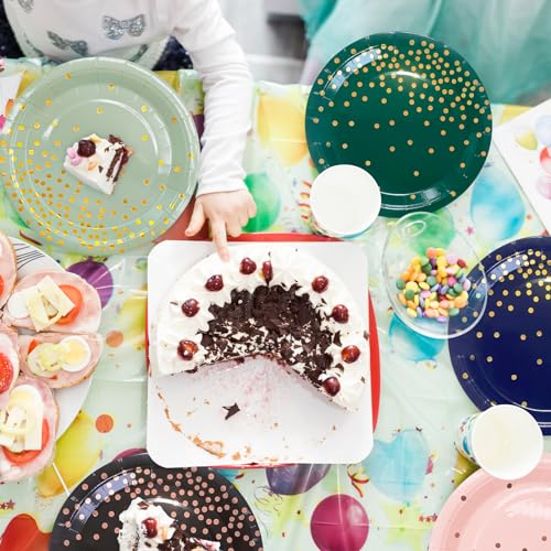Serve 35 Guests Pink and Rose Gold Plates and Napkins Party Supplies,7 Inch Happy Birthday Pink Paper Plates Disposable for Bridal Showers Birthday Wedding - color: Pink Rose Gold Dot Paper Plate
