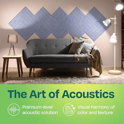 Acoustic Panels 12-Pack Soundproof Wall Panels 12"x12"x0.4" Decorative Sound Dampening for Your Home, Office, Studio, Bedroom & More with Unique ModuArc Carving [Dusky Gray] - color: Dusky Gray, size: ModuArc 12 Pack