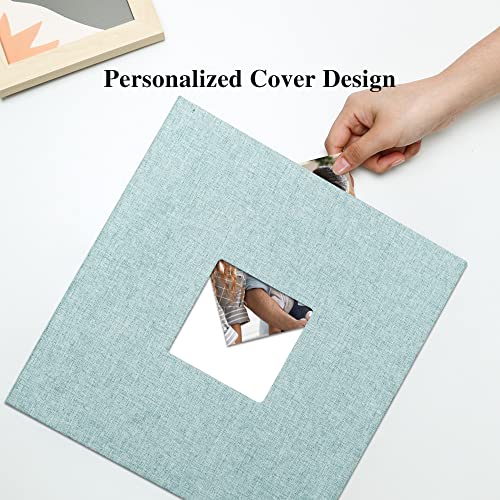 Vienrose Large Photo Album Self Adhesive for 4x6 8x10 Pictures Linen Scrapbook Album DIY 60 Blank Pages with A Metallic Pen - color: Turquoise, size: 11"x10.6" 60Pages