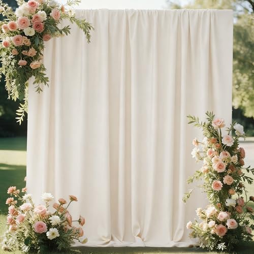 Ivory Backdrop Curtains for Parties, Ivory Photo Backdrop Curtain Wrinkle-Resistan Drapes Panels for Party Birthday Wedding Halloween Decoration Photography, 5x7FT, 2 Panels - color: Ivory, size: 5x7FT(2 panels)