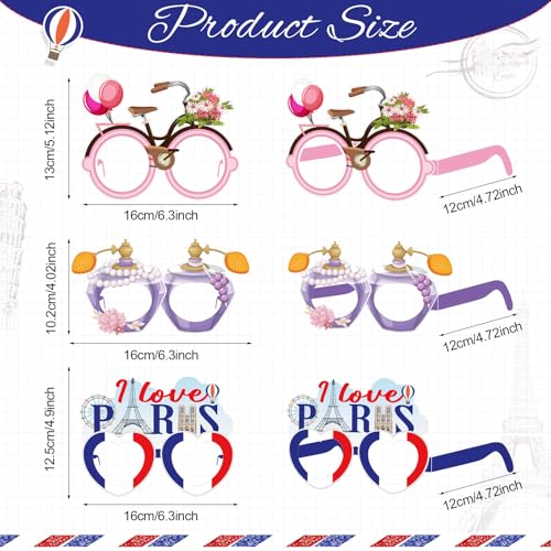 36 Pcs Paris Party Decorations France Theme Eyeglasses Paper Glasses Frame Eiffel Tower Photo Booth Props French Party Favors for Paris Baby Shower Birthday Supplies - style: Paris