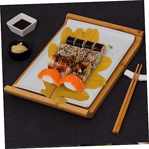 ABOOFAN 20pcs Japanese Sushi Leaves Decor Sashimi Plate Decor Unique Sushi Mat for Food Photography