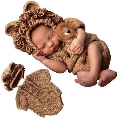 M&G House Newborn Photography Outfits Baby Crochet Knitted Photoshoot Props Animal Costume Set - color: 02 Lion Outfit