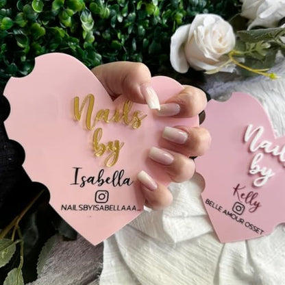 Personalized Heart Shaped Nail Props, Nail Acrylic Props, Custom Nail Trays, Nail Billboards, Nail Technician Gifts, Nail Makeup Trays(White) - color: White