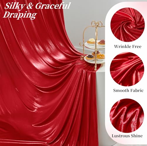 30ftx10ft Red Sequin Backdrop Curtain for Parties, Wrinkle Free Thick Glitter Sparkle Photo Backdrop Drapes 6 Panels 5x10FT Shimmer Back Drop Cloth for Wedding Birthday Photography Background - color: Red, size: 5'W×10'H _6 Panels