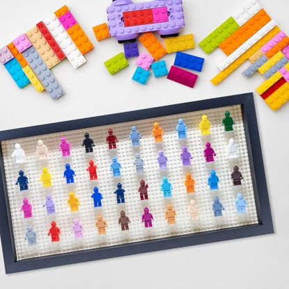 Figurine Display Case 10x20.125 Black Shadow Box for Miniature Figures 10x20.125 Black Wood Shadow Box with White Base to Display Up to 56 Block Figures - color: Black With White Backing, size: 10x20.125
