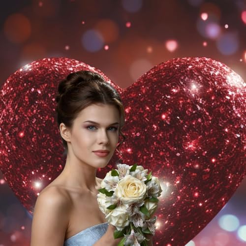Red Glitter Heart Backdrop Background for Photography 5x7ft Photobooth Professional Photo Backdrop Curtains Video Photography Studio Photo Backgrounds Banner Booth Background Screen Parties - color: Red Glitter Heart