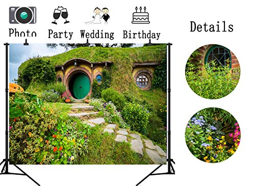 9X6FT Fantasy Rural Green Cabin Backdrop Birthday Party Banner Background Baby Shower Photography Seamless Vinyl Photo Studio Prop PGT546B - size: 9'X6'