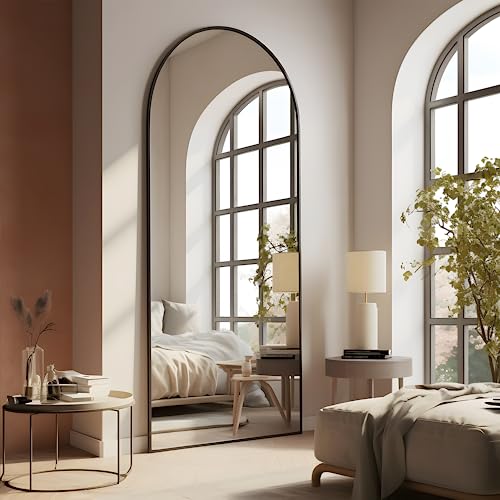 NeuType Arched Full Length Mirror, 71”x27”, Large Full Body Mirror with Aluminium Metal Frame, Shatter Protection, Wall-Mounted Mirrors for Living Room or Dressing Room- Black（Arched） - color: Black (Arched), size: 71"L x 27"W