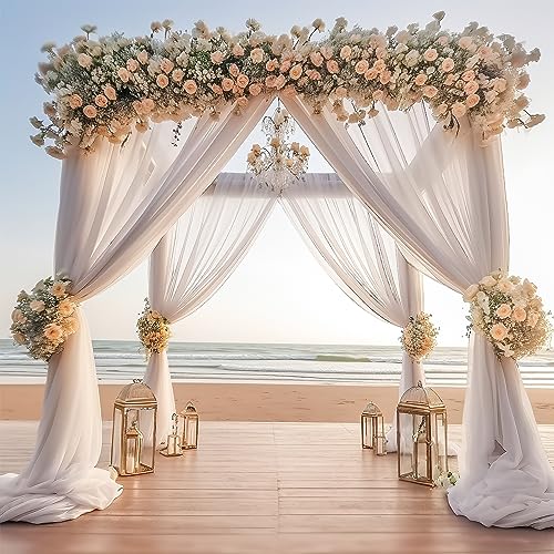 PARTISKY 10ftx10ft Taupe Chiffon Sheer Backdrop Curtains, Wrinkle-Free Wedding Backdrop Drapes for Birthday Party Ceremony Arch Stage Decor Background for Photography 5ft x 10ft,2 Panels - color: Taupe, size: 10ft x 10ft