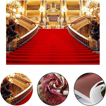 Red Carpet Backdrop, Golden Palace Gorgeous European Hall Photo Backdrop, Vinyl 7x5ft Prom Picture Photo Studio Props BJXTGU35 - color: Red, size: 7x5ft