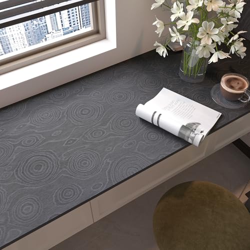16"x118" Thickened Grey Wooden Wallpaper Textured Dark Peel and Stick Contact Paper Removable Adhesive Faux Retro Wood Vinyl Wrap Natural Wall Paper for Shelves Backsplash Background Wall - color: Dark Gray, size: 15.7" x 118"