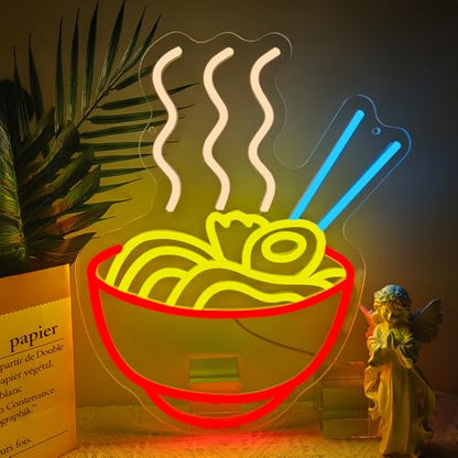 Ramen Neon Sign, Japanese Anime Led Neon Lights for Wall Decor Noodle Neon Signs for Restaurant Ramen Shop Store Kitchen Home Dinning Room USB Powered(14.2"*11.6") - style: Ramen