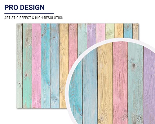 Allenjoy 7x5ft Colorful Wood Photography Backdrops for Girls Boys Kids Baby Portrait Baby Shower Wooden Texture Painting Banner for Birthday Party Background Photo Studio Props