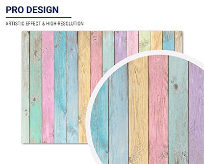 Allenjoy 7x5ft Colorful Wood Photography Backdrops for Girls Boys Kids Baby Portrait Baby Shower Wooden Texture Painting Banner for Birthday Party Background Photo Studio Props
