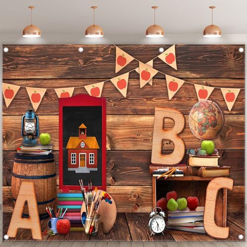 10x8ft Back to School Photography Backdrop ABC Letter Vintage Wooden House Background Welcome Kids Kindergarten Classroom Photo Banner Indoor Shooting Props - size: 10'x8'