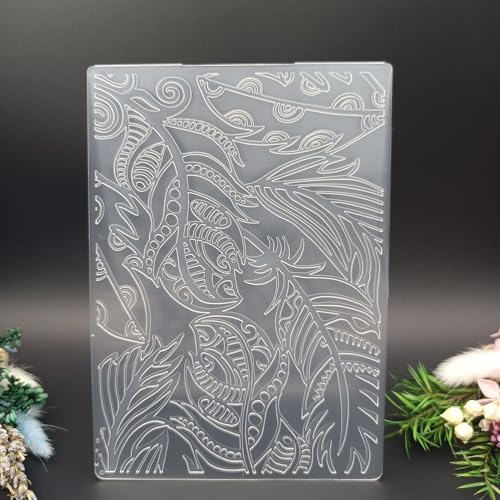 Plant Leaves Feather Textured Impressions Embossing Templates A6 Size 3D Plastic Embossing Folders for Card Making DIY Scrapbooking Photo Album Card and Handmade Paper Craft Decor
