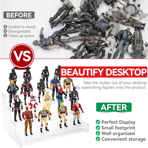 SIXPOINTS 3.75 inch Action Figure Riser Display Shelf With Peg ,4 Tier Toy Collectibles Organizer,Compatible with 1/18 Scale Vintage Star Wars /G.i Joe Figures toy