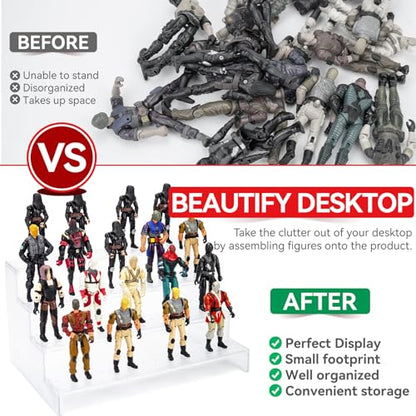 SIXPOINTS 3.75 inch Action Figure Riser Display Shelf With Peg ,4 Tier Toy Collectibles Organizer,Compatible with 1/18 Scale Vintage Star Wars /G.i Joe Figures toy