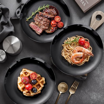 PULOTE 60 PCS Black Plastic Plates - Include 30 Dinner and 30 Dessert Plates, Black Disposable for Party,Birthday & Graduation - color: Black, size: 60 PCS