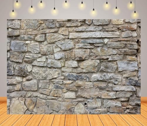 6x4ft Fabric Old Stone Wall Backdrop for Photoshoot Vintage Rock Stone Wall Texture Background for Party Decorations Photo Booth Props - size: 6x4FT